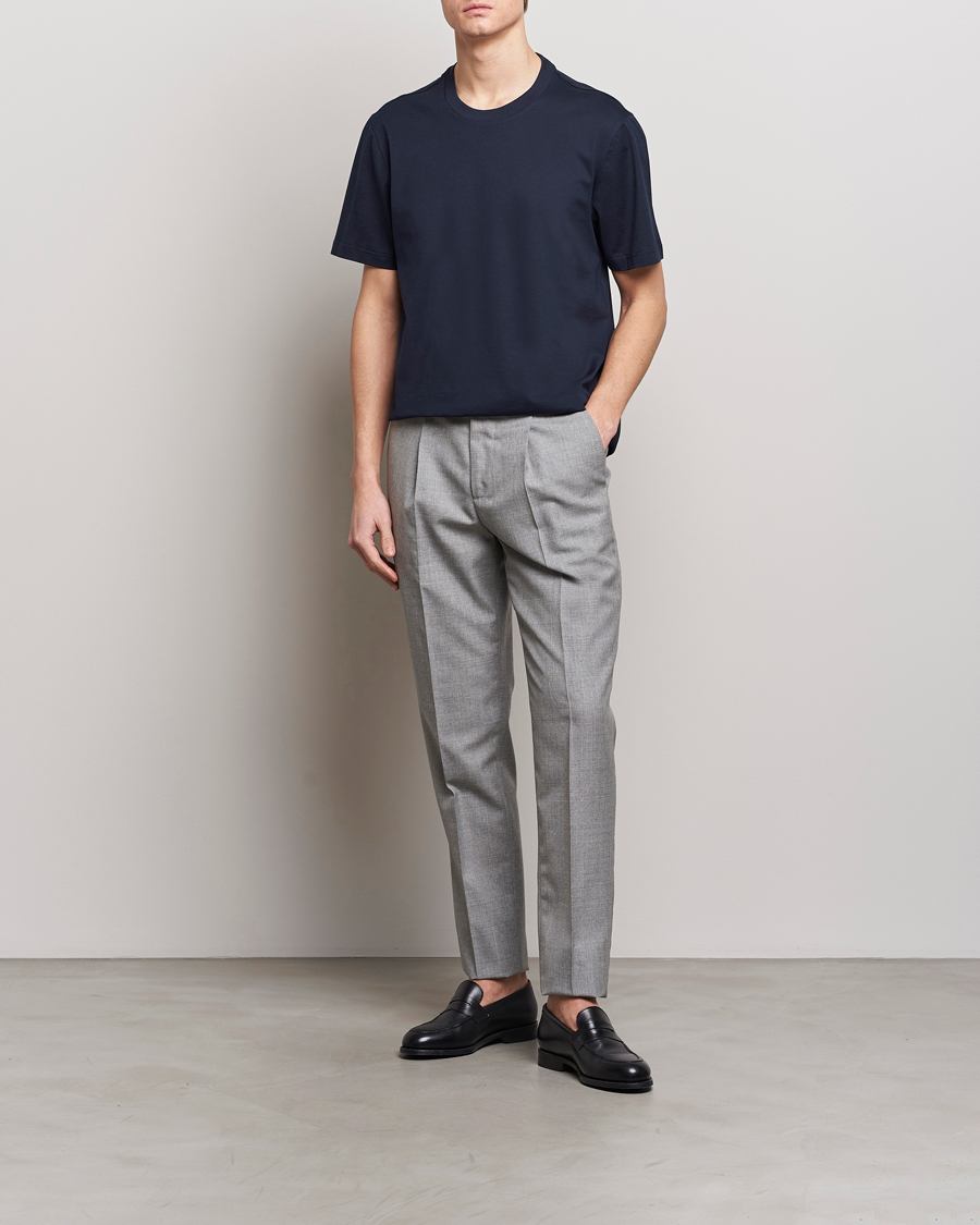 Uomini | T-shirt | Brioni | Short Sleeve Cotton T-Shirt Navy