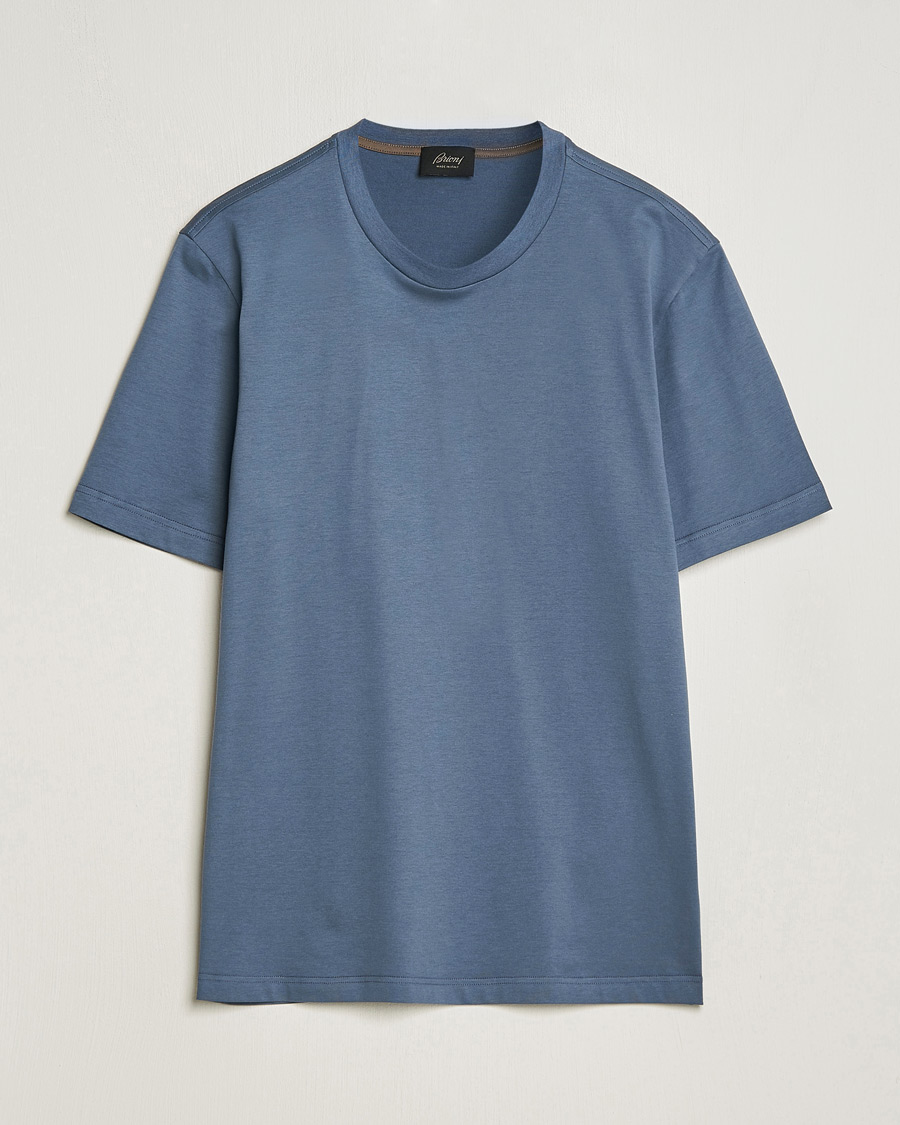 Uomini | T-shirt | Brioni | Short Sleeve Cotton T-Shirt Petroleum