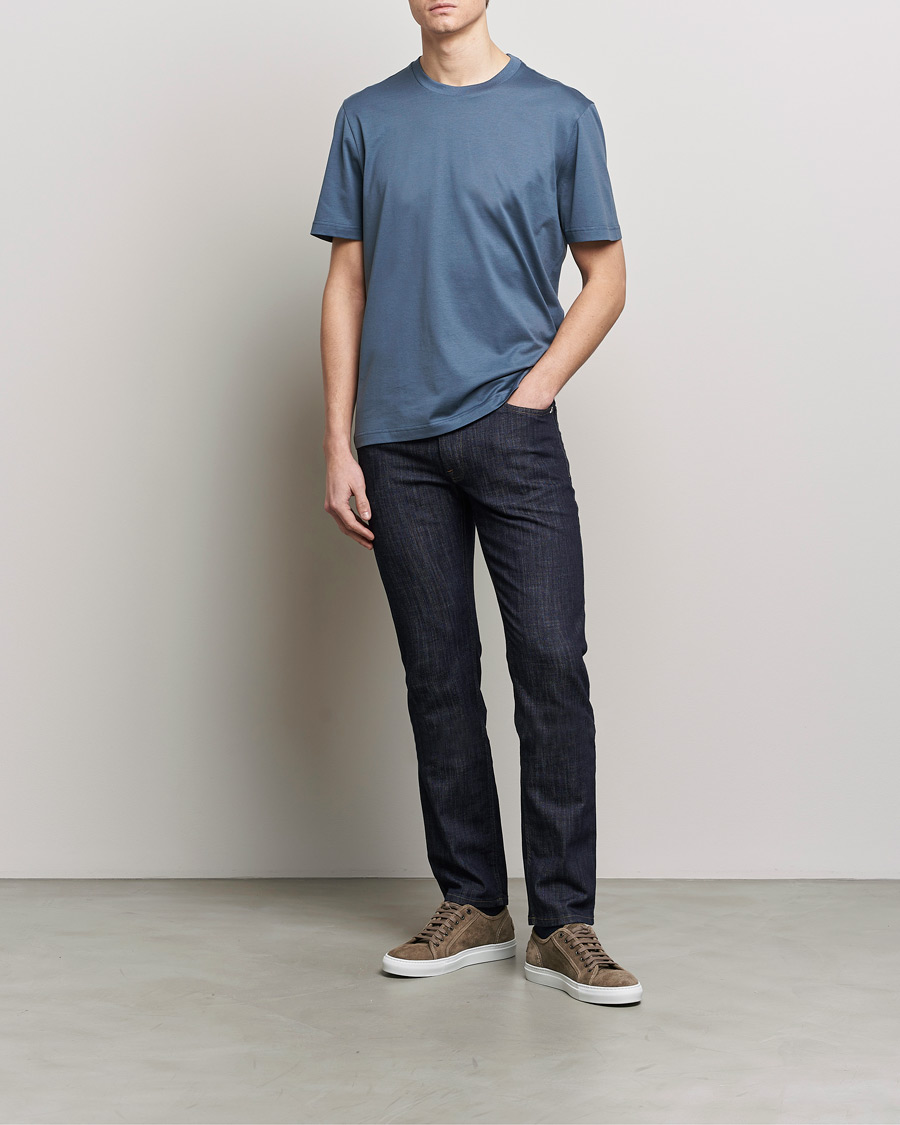 Uomini | T-shirt | Brioni | Short Sleeve Cotton T-Shirt Petroleum