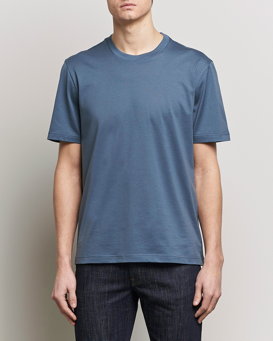 Uomini | T-shirt | Brioni | Short Sleeve Cotton T-Shirt Petroleum