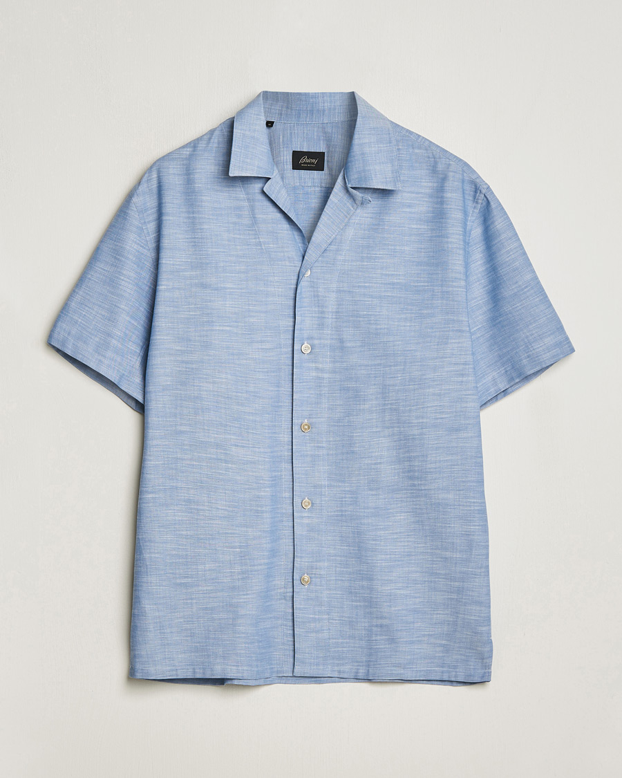 Uomini | Camicie | Brioni | Cotton Cuban Shirt Light Blue