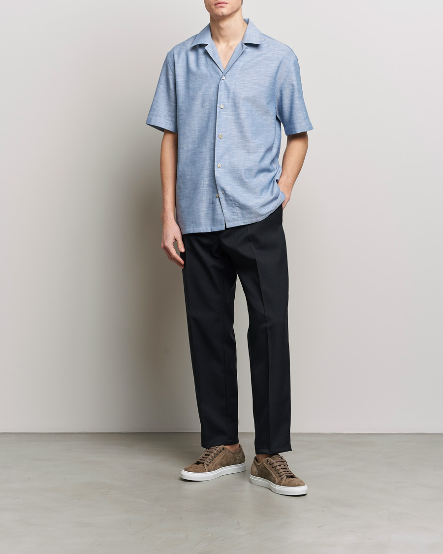 Uomini | Camicie | Brioni | Cotton Cuban Shirt Light Blue