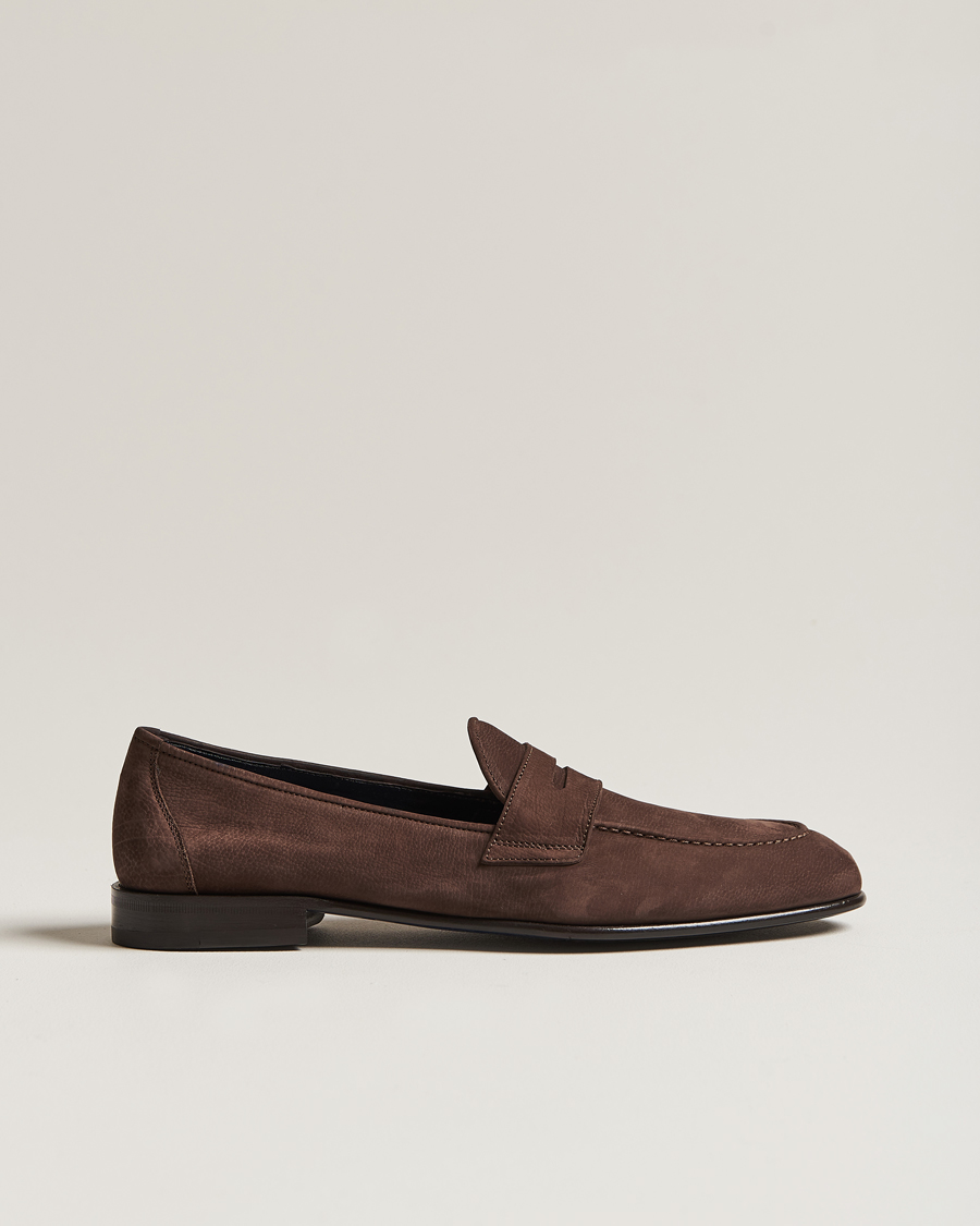 Uomini | Brioni Penny Loafers Dark Brown Nubuck | Brioni | Penny Loafers Dark Brown Nubuck