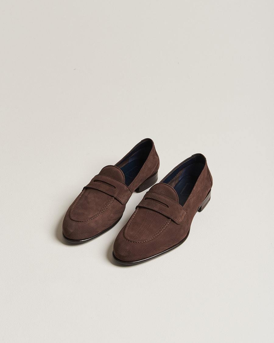 Uomini | Brioni Penny Loafers Dark Brown Nubuck | Brioni | Penny Loafers Dark Brown Nubuck