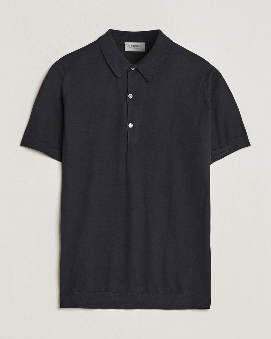 Uomini | Polo | John Smedley | Adrian Slim Fit Sea Island Polo Black