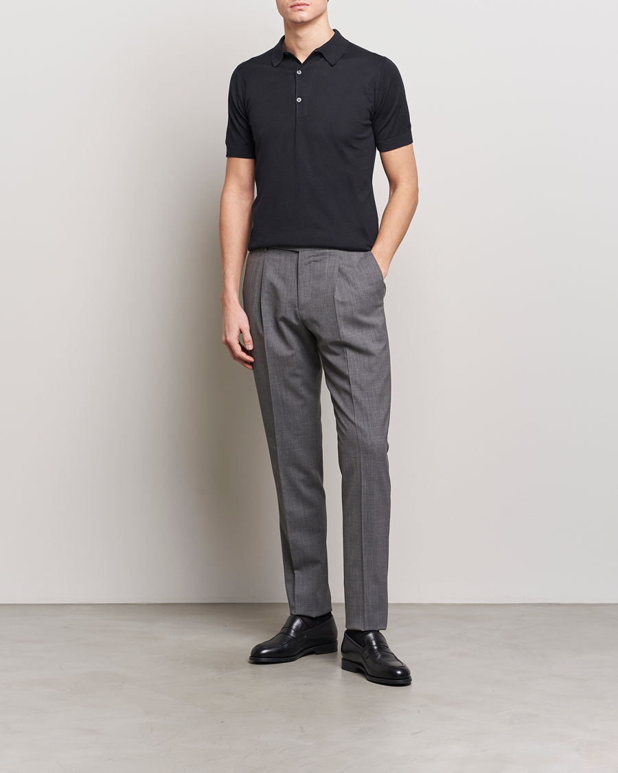 Uomini | Polo | John Smedley | Adrian Slim Fit Sea Island Polo Black