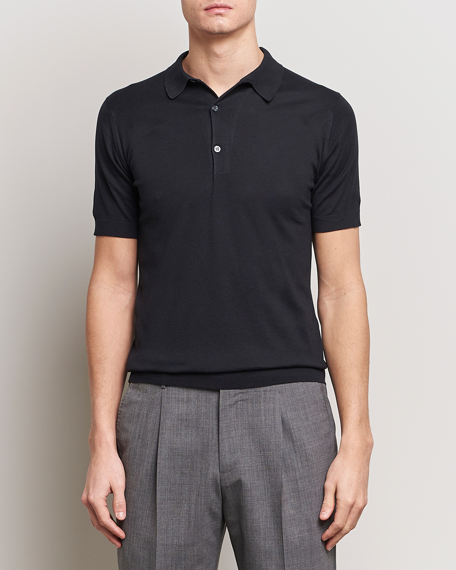 Uomini | Polo | John Smedley | Adrian Slim Fit Sea Island Polo Black