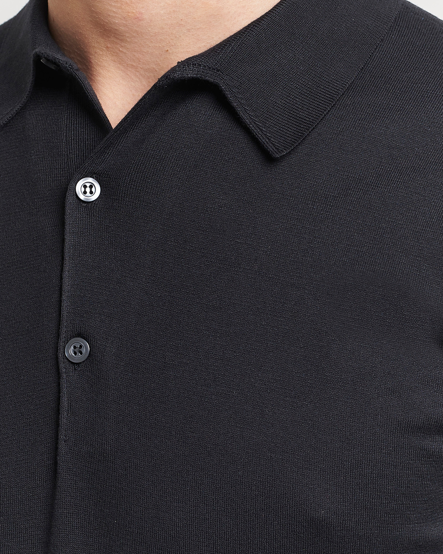 Uomini | Polo | John Smedley | Adrian Slim Fit Sea Island Polo Black