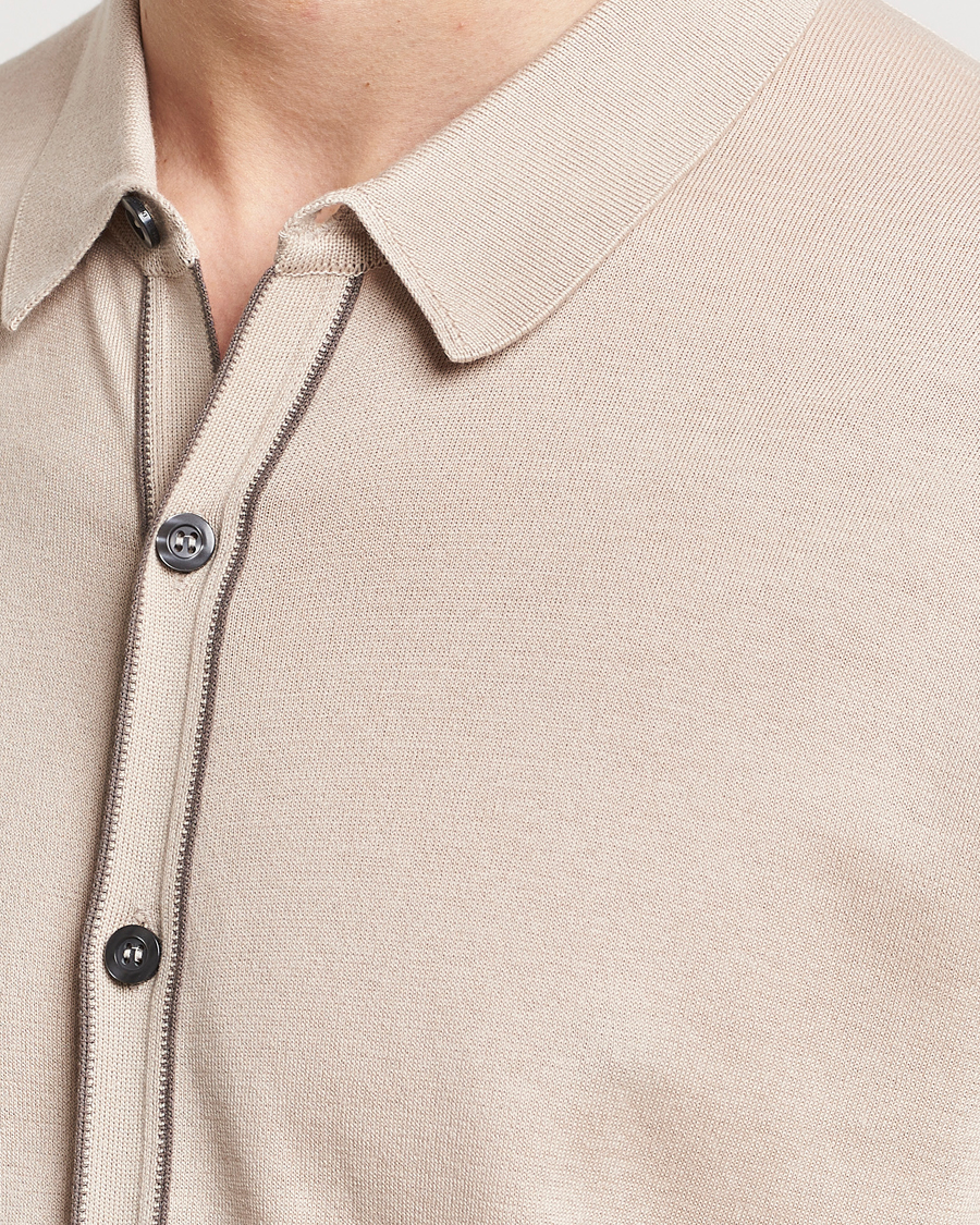 Uomini | Maglieria | John Smedley | Shadow Tipped Sea Island Cotton Cardigan Almond