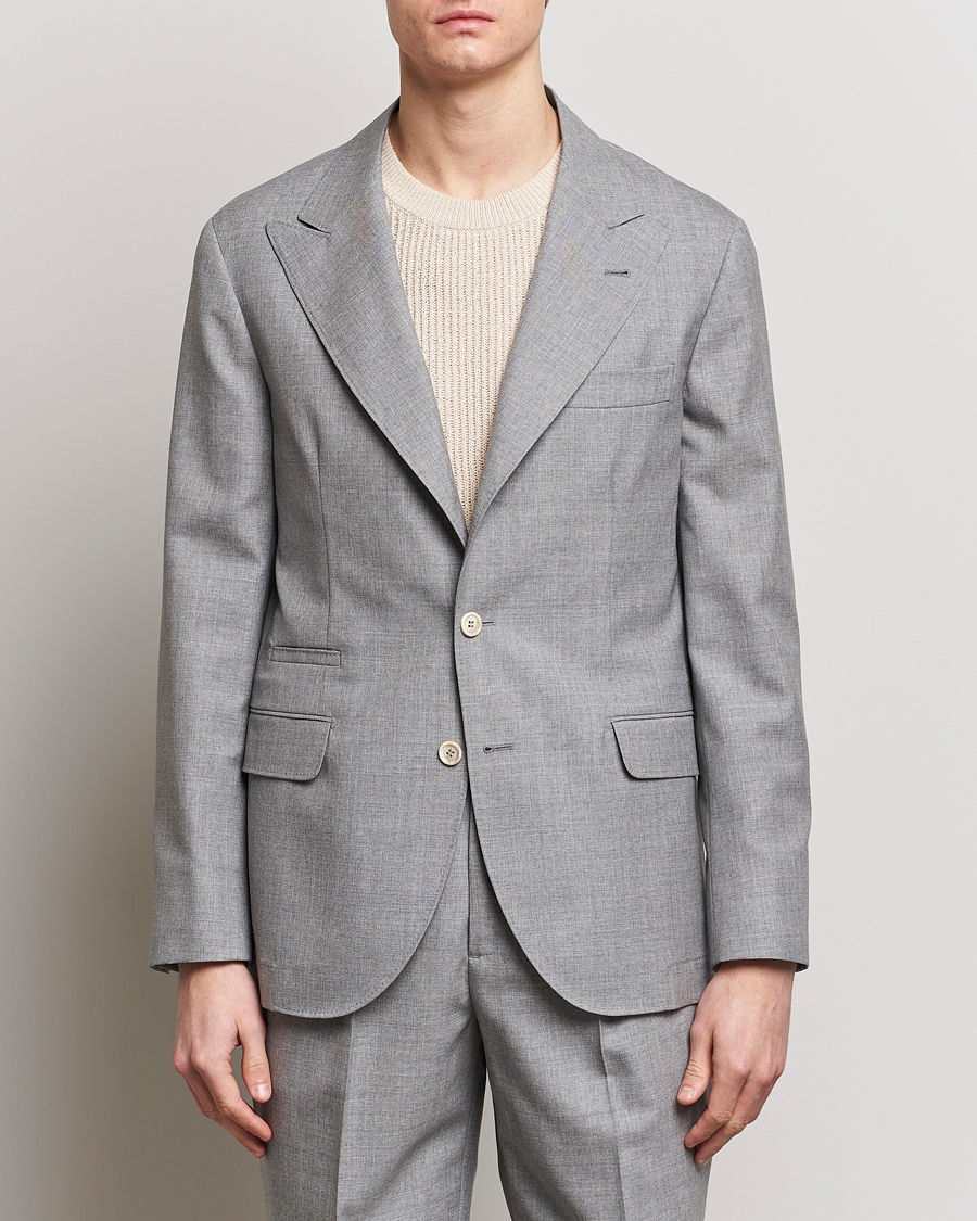 Uomini | Blazers | Brunello Cucinelli | Peak Lapel Wool Blazer Light Grey