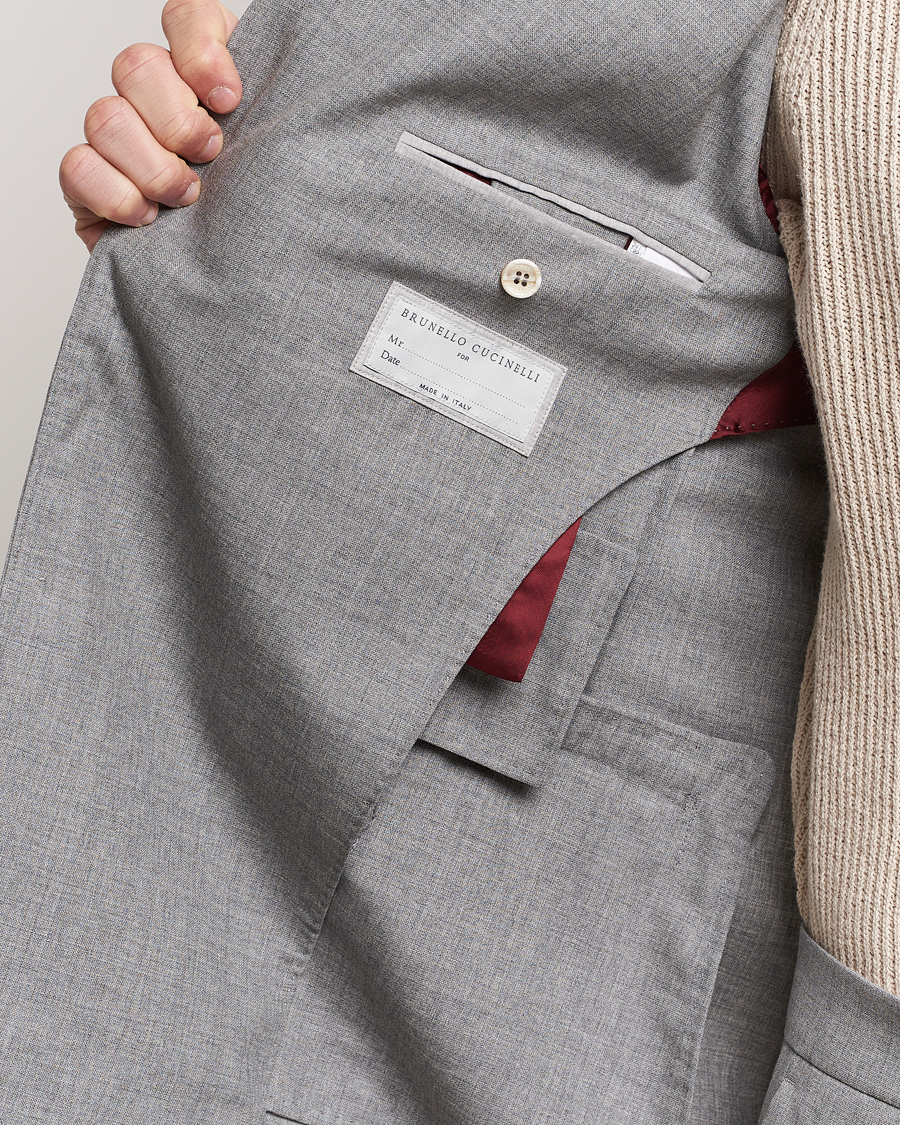 Uomini | Blazers | Brunello Cucinelli | Peak Lapel Wool Blazer Light Grey