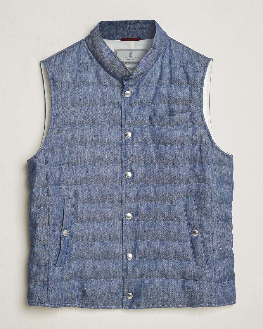 Uomini | Giacche | Brunello Cucinelli | Linen Gilet Light Blue