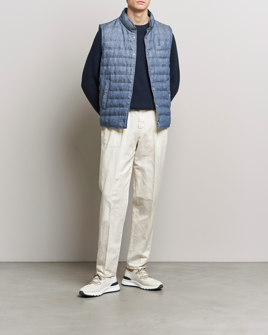 Uomini | Giacche | Brunello Cucinelli | Linen Gilet Light Blue