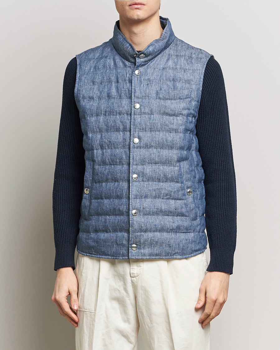 Uomini | Giacche | Brunello Cucinelli | Linen Gilet Light Blue