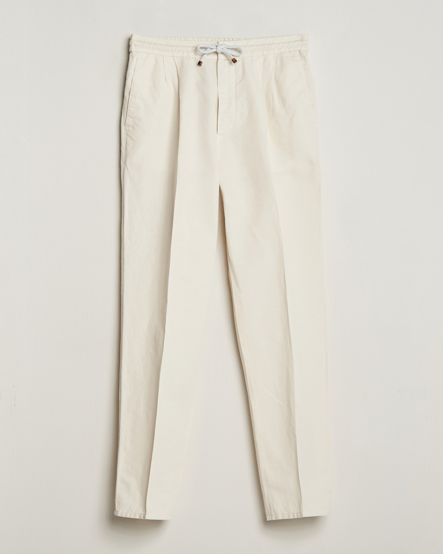 Uomini | Pantaloni | Brunello Cucinelli | Cotton/Linen Drawstring Pants Off White