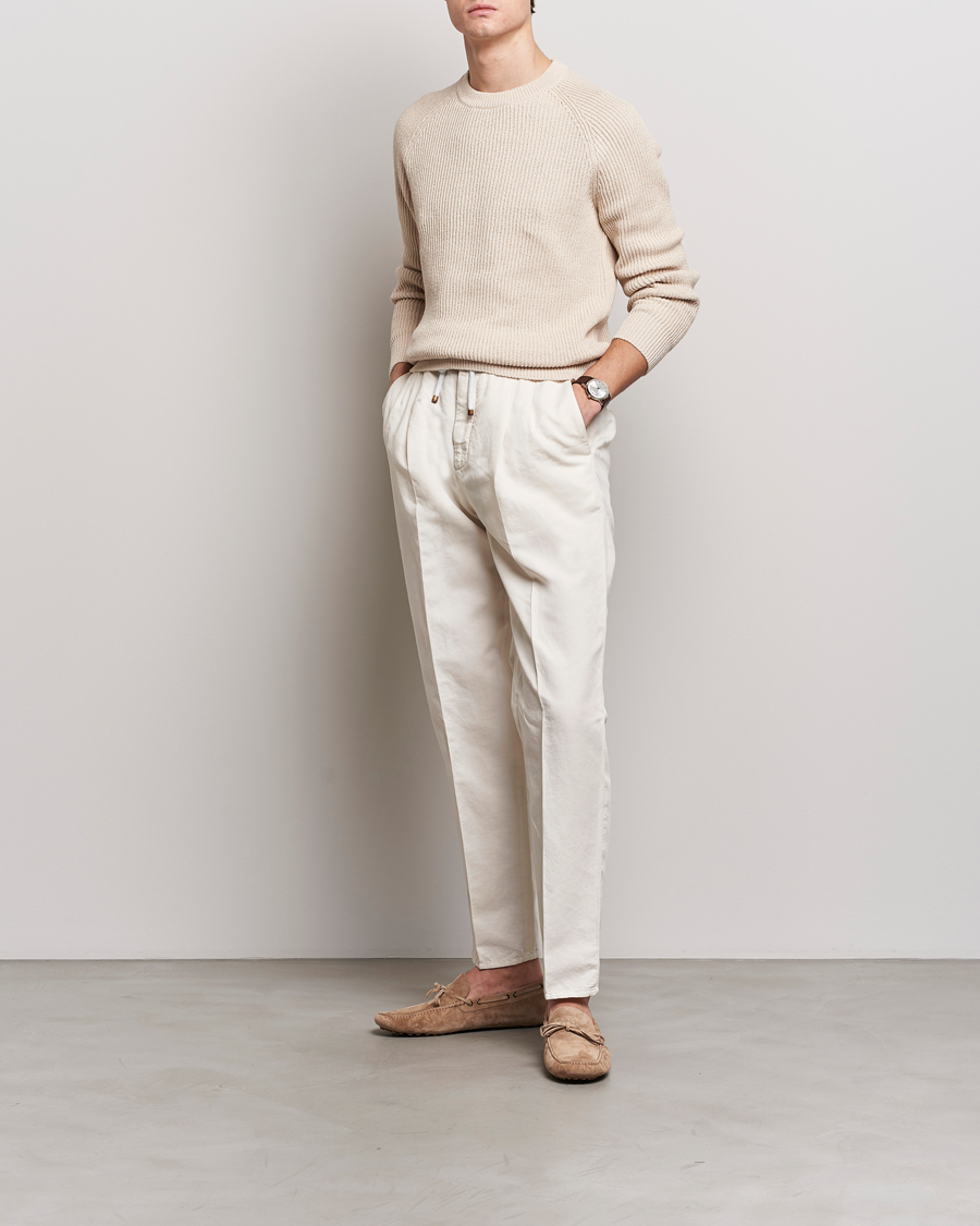 Uomini | Pantaloni | Brunello Cucinelli | Cotton/Linen Drawstring Pants Off White