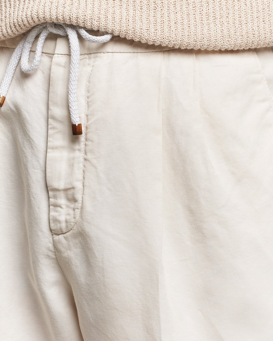 Uomini | Pantaloni | Brunello Cucinelli | Cotton/Linen Drawstring Pants Off White