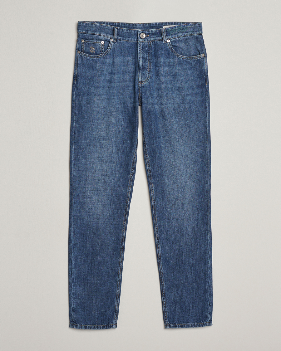 Uomini | Pantaloni | Brunello Cucinelli | Traditional Fit Jeans Dark Blue Wash