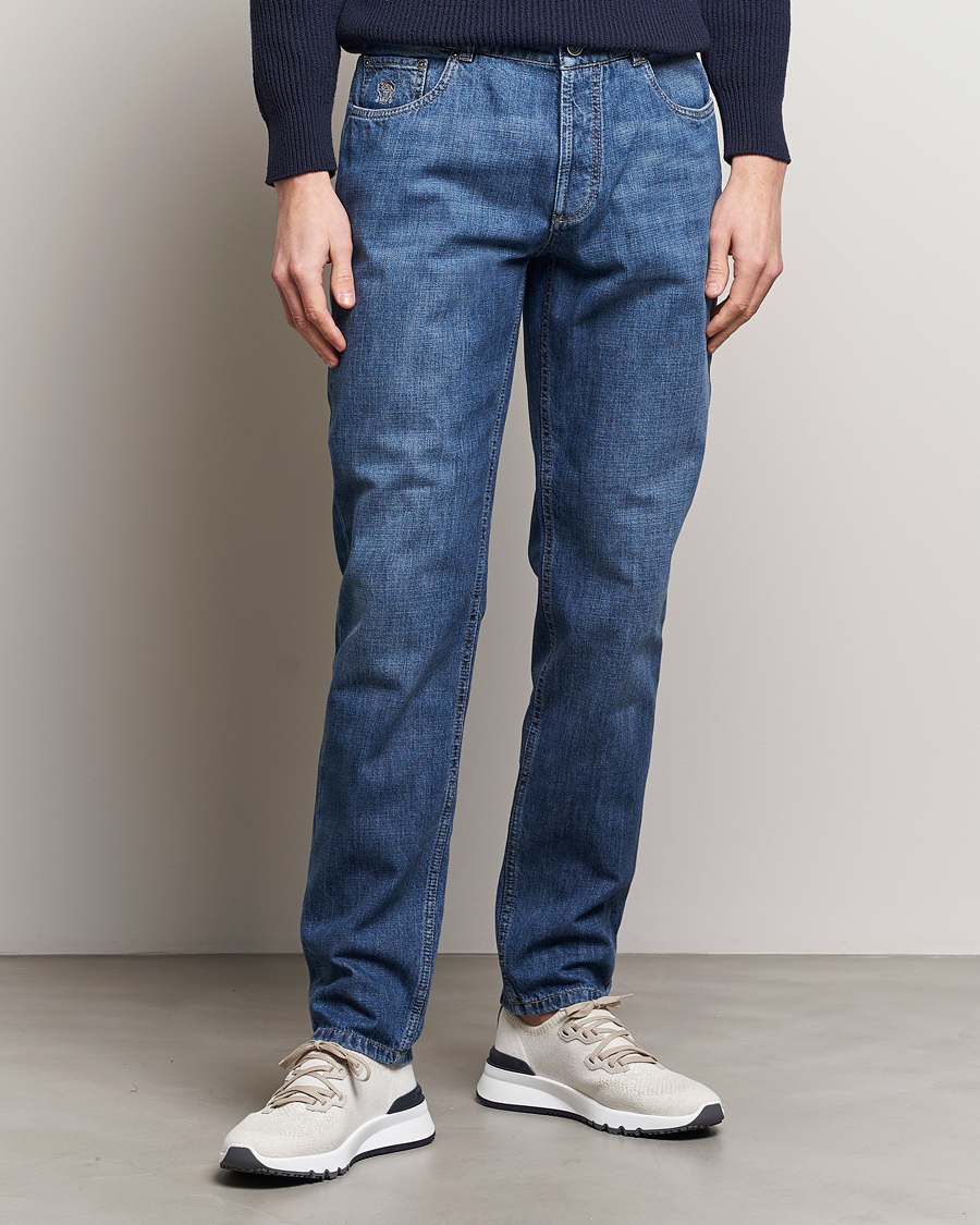 Uomini | Pantaloni | Brunello Cucinelli | Traditional Fit Jeans Dark Blue Wash
