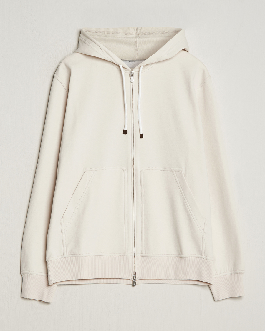 Uomini | Maglieria | Brunello Cucinelli | Soft Cotton Full Zip Hoodie Light Beige