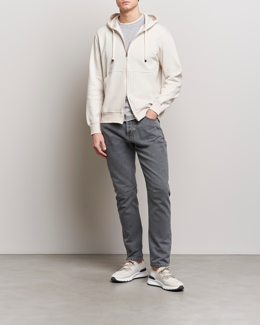 Uomini | Maglieria | Brunello Cucinelli | Soft Cotton Full Zip Hoodie Light Beige