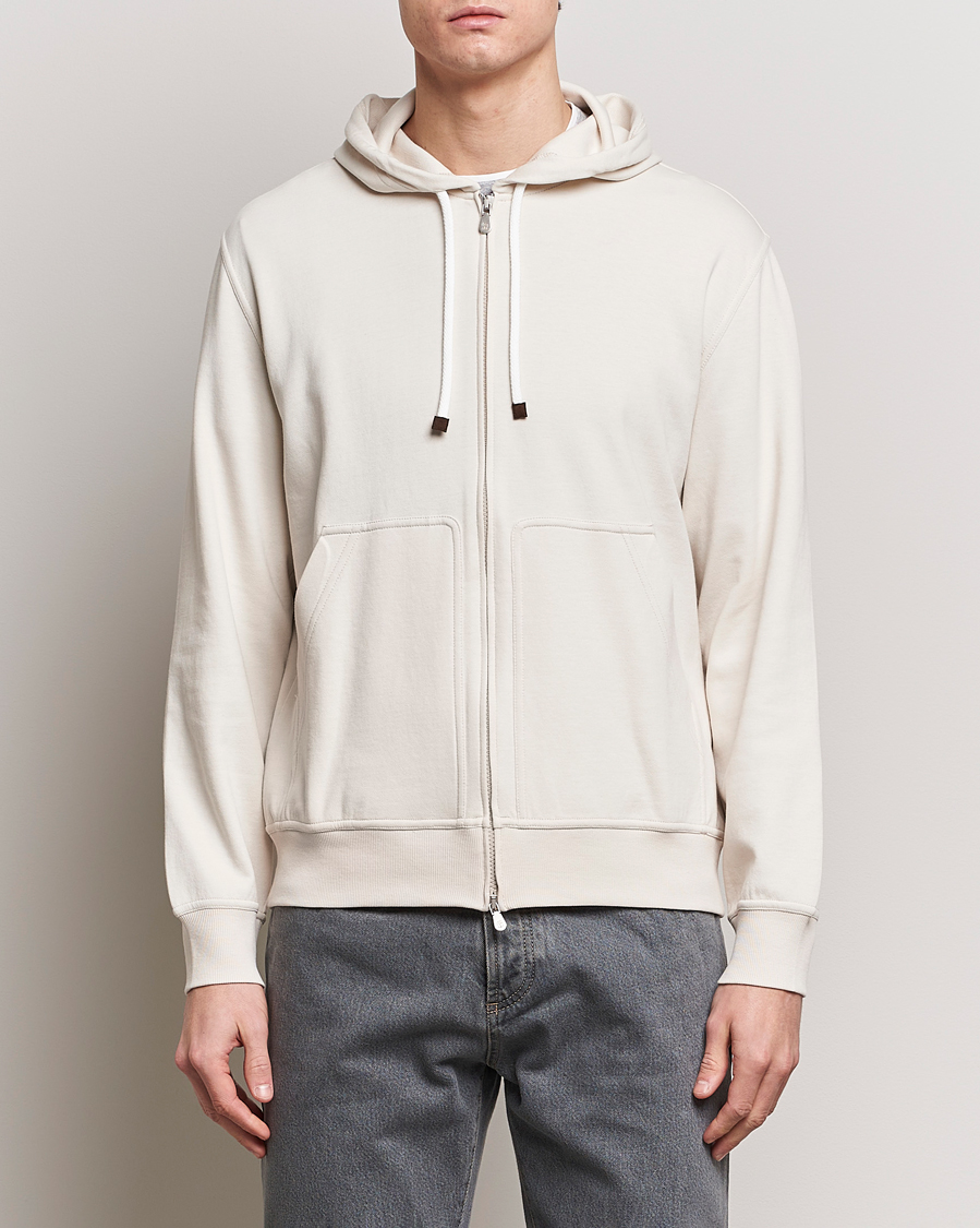 Uomini | Maglieria | Brunello Cucinelli | Soft Cotton Full Zip Hoodie Light Beige