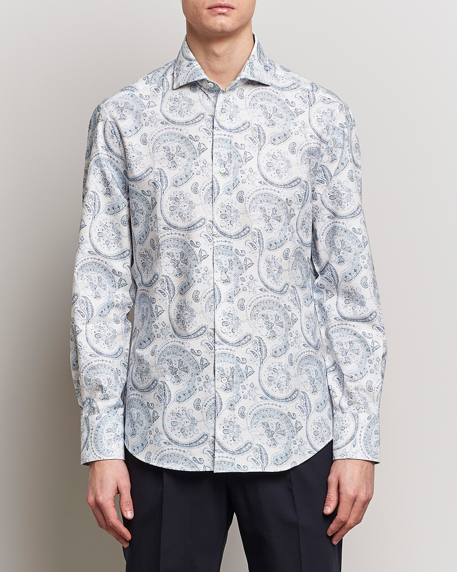 Uomini | Camicie | Brunello Cucinelli | Slim Fit Paisley Shirt Light Blue