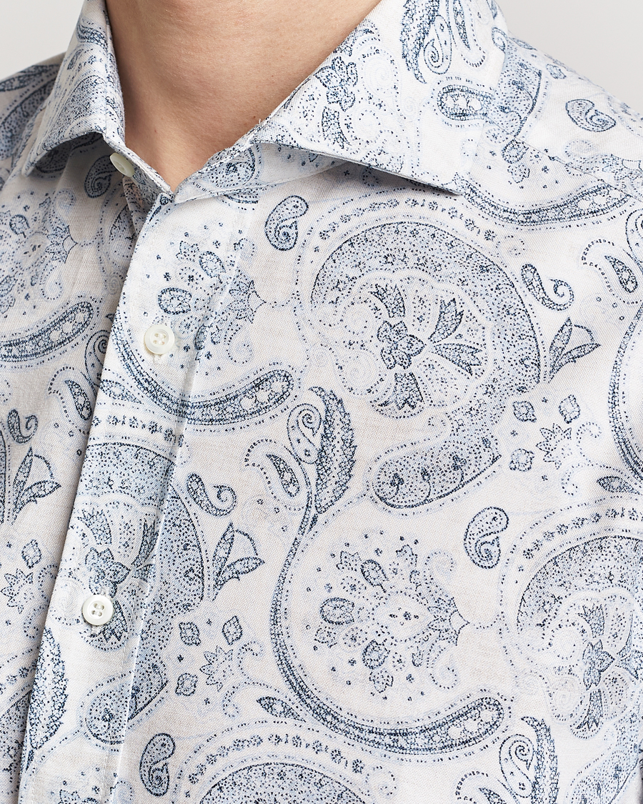 Uomini | Camicie | Brunello Cucinelli | Slim Fit Paisley Shirt Light Blue