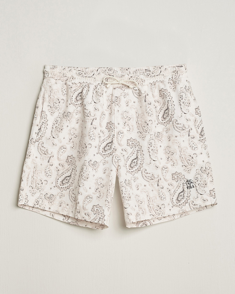 Uomini | Costumi da bagno | Brunello Cucinelli | Paisley Swim Trunks Light Beige