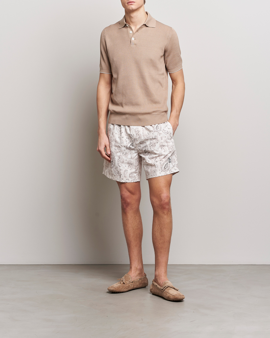 Uomini | Costumi da bagno | Brunello Cucinelli | Paisley Swim Trunks Light Beige