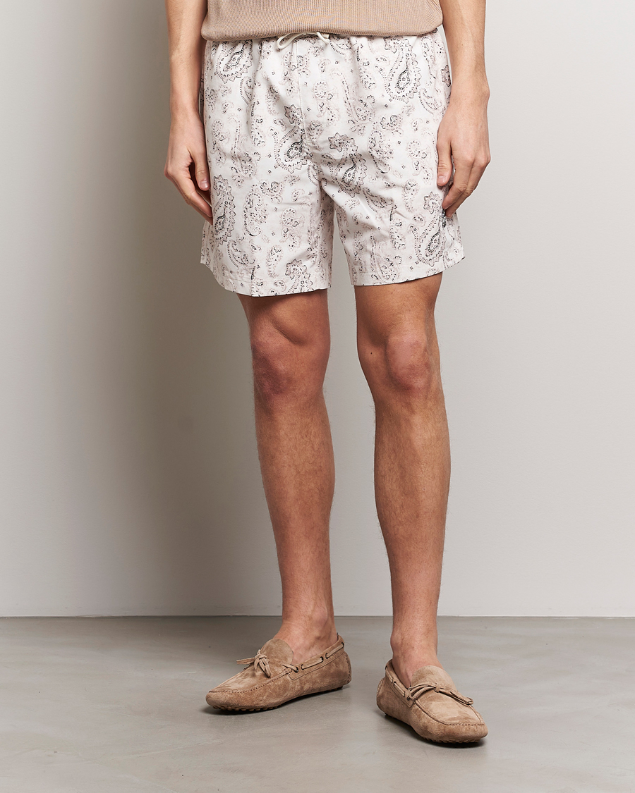 Uomini | Costumi da bagno | Brunello Cucinelli | Paisley Swim Trunks Light Beige