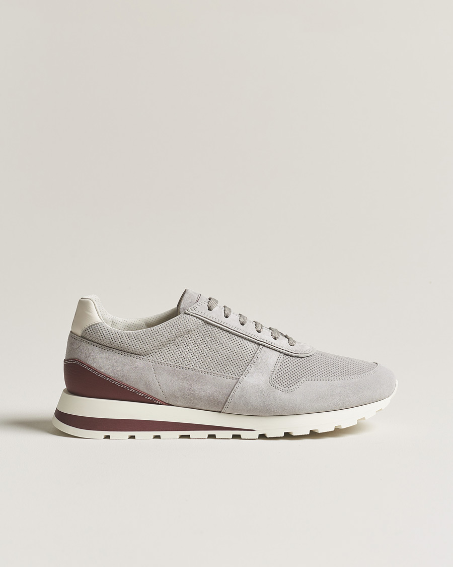 Uomini | Brunello Cucinelli Perforated Running Sneakers Grey Suede | Brunello Cucinelli | Perforated Running Sneakers Grey Suede
