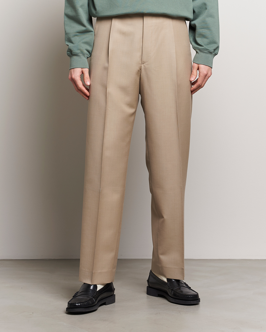 Uomini | Pantaloni | Auralee | Tropical Wool/Mohair Slacks Beige
