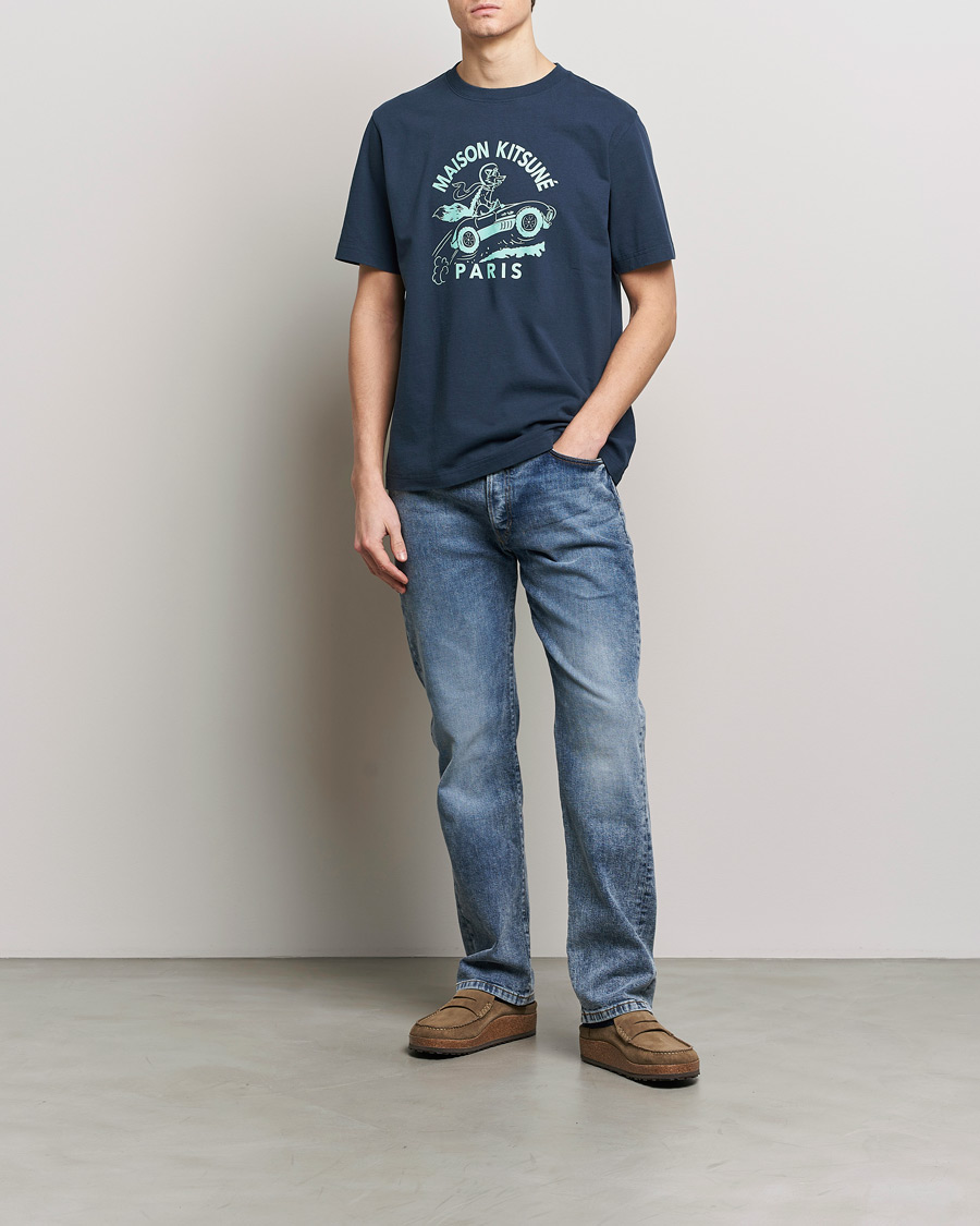 Uomini | T-shirt | Maison Kitsuné | Racing Fox T-Shirt Ink Blue