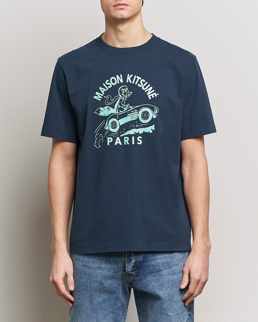 Uomini | T-shirt | Maison Kitsuné | Racing Fox T-Shirt Ink Blue