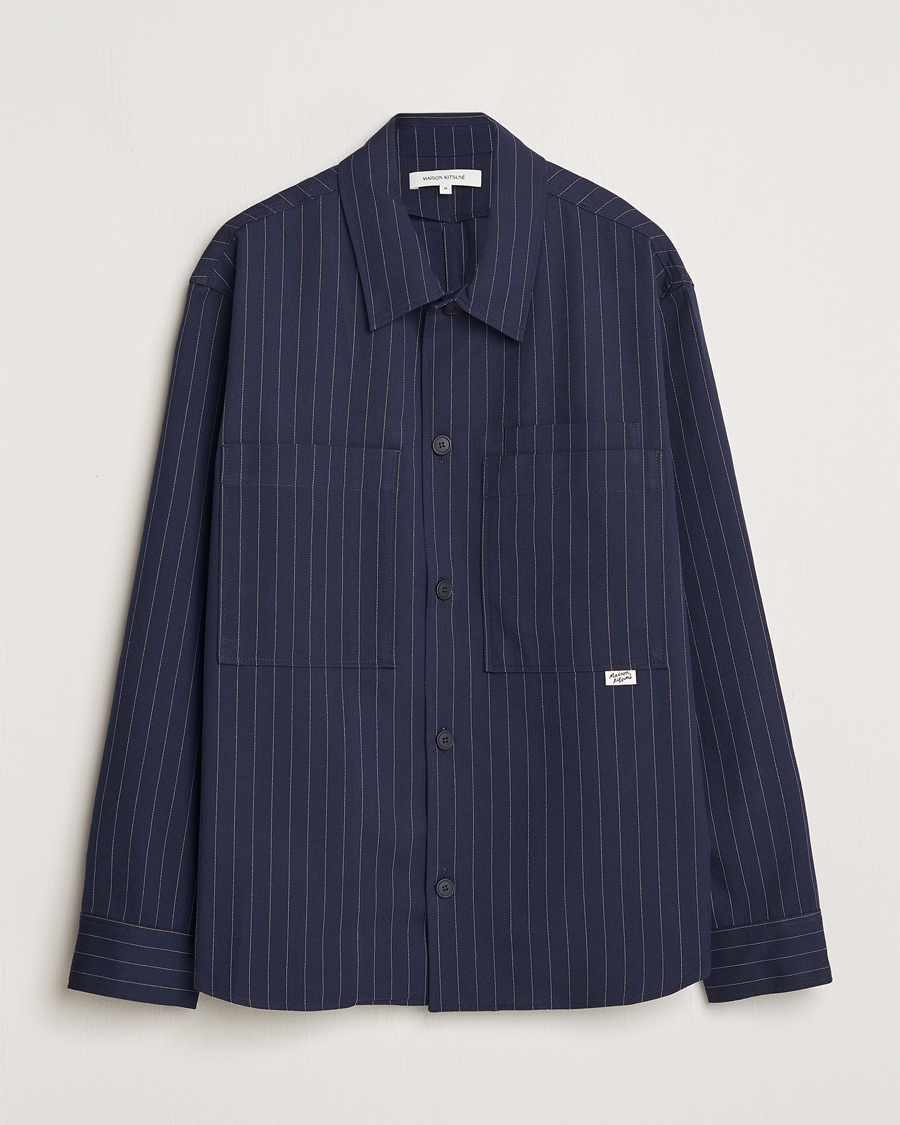 Uomini | Giacche | Maison Kitsuné | Pinstriped Overshirt Navy