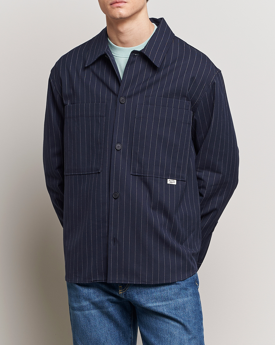 Uomini | Giacche | Maison Kitsuné | Pinstriped Overshirt Navy
