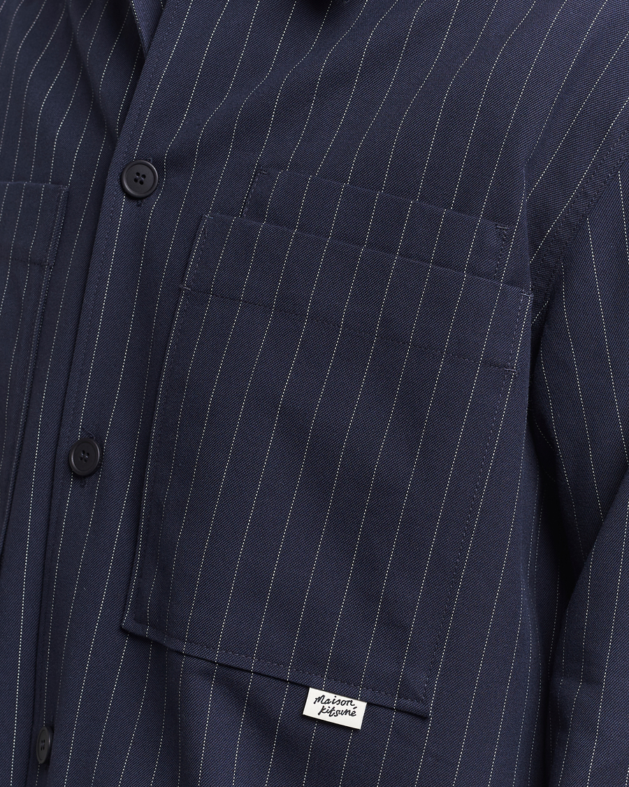 Uomini | Giacche | Maison Kitsuné | Pinstriped Overshirt Navy