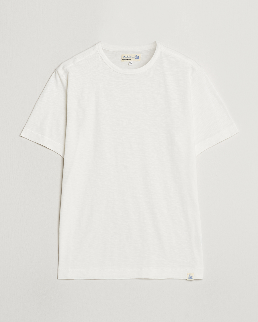 Uomini | T-shirt | Merz b. Schwanen | Organic Pima Cotton Slub Crew Neck T-Shirt White