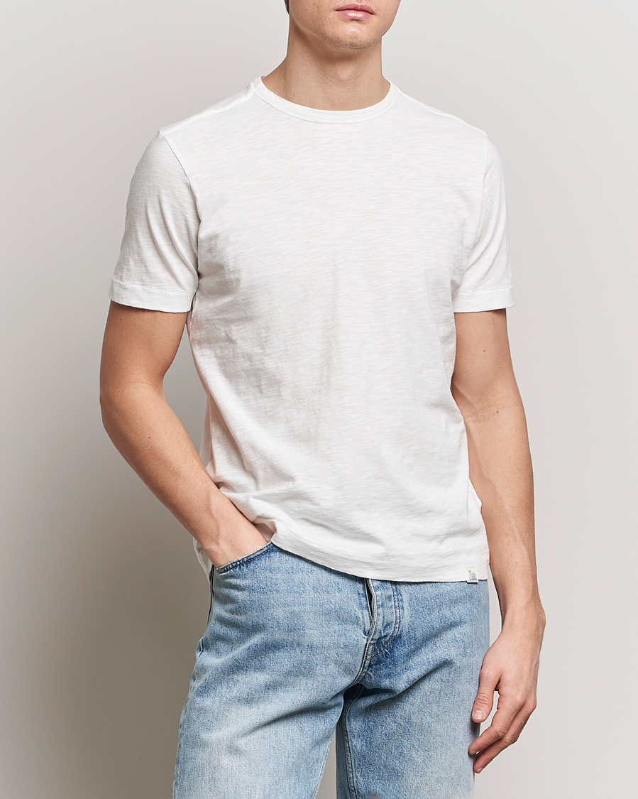 Uomini | T-shirt | Merz b. Schwanen | Organic Pima Cotton Slub Crew Neck T-Shirt White