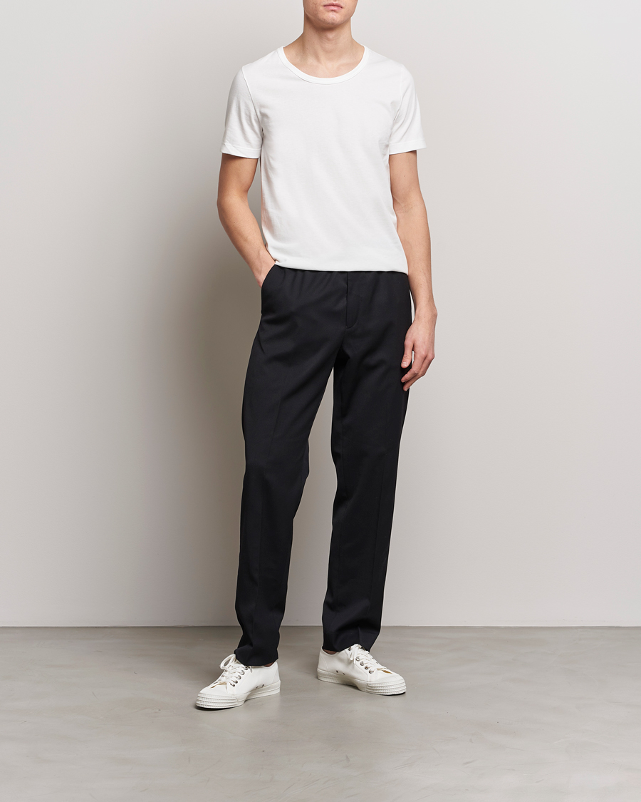 Uomini | T-shirt | Merz b. Schwanen | 1970s Classic Loopwheeled V-Neck T-Shirt White