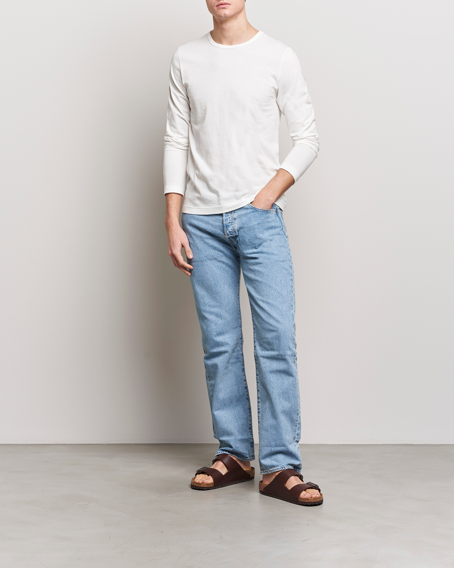 Uomini | T-shirt | Merz b. Schwanen | 1950s Classic Loopwheeled Longsleeve T-Shirt White