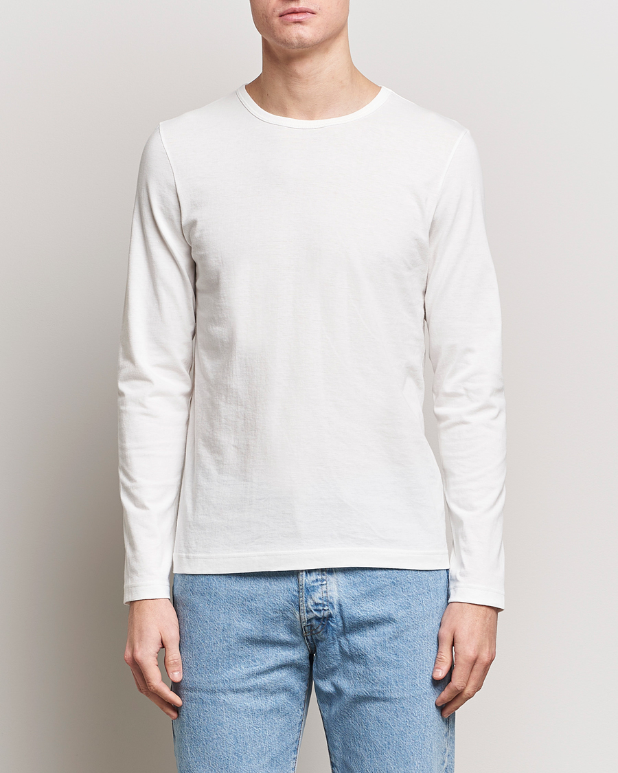 Uomini | T-shirt | Merz b. Schwanen | 1950s Classic Loopwheeled Longsleeve T-Shirt White