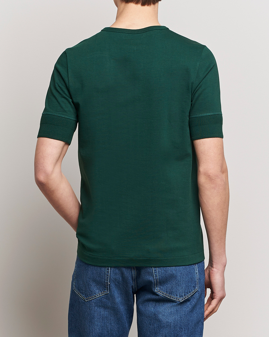 Uomini | T-shirt | Merz b. Schwanen | Short Sleeve Organic Cotton Henley Classic Green