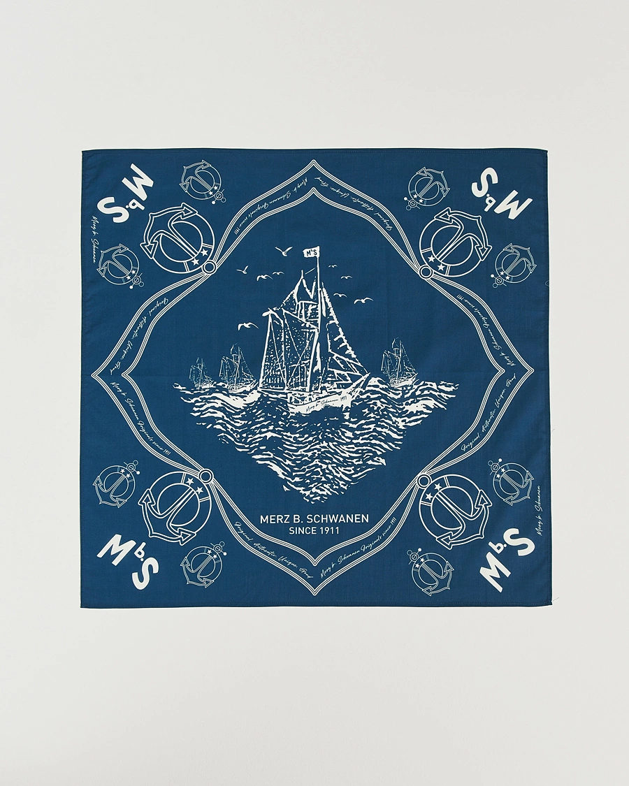 Uomini | Merz b. Schwanen Cotton Bandana Ink Blue | Merz b. Schwanen | Cotton Bandana Ink Blue