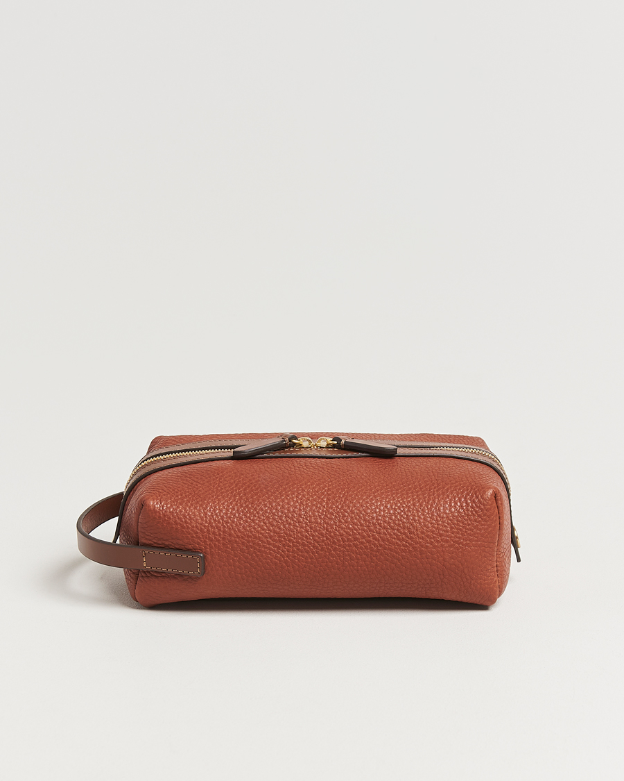 Uomini | Borse | Mismo | Groom Pebbled Leather Washbag Tabac/Cuoio