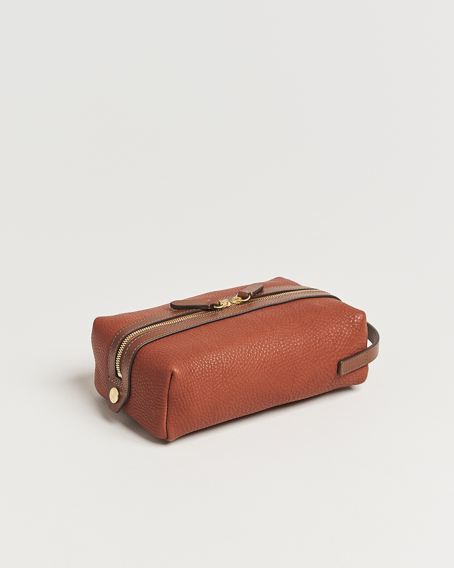 Uomini | Borse | Mismo | Groom Pebbled Leather Washbag Tabac/Cuoio
