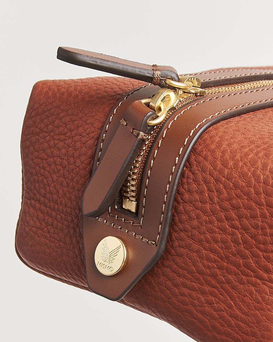 Uomini | Borse | Mismo | Groom Pebbled Leather Washbag Tabac/Cuoio