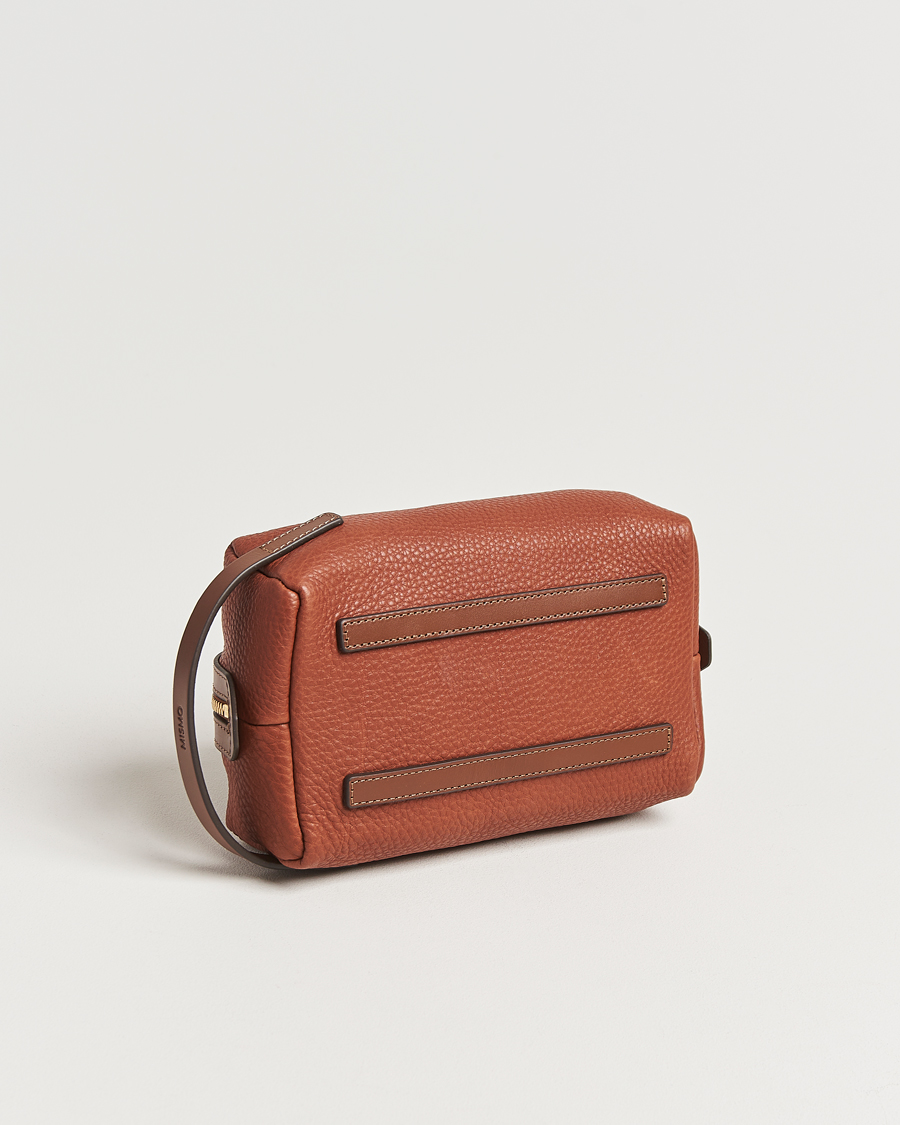 Uomini | Borse | Mismo | Groom Pebbled Leather Washbag Tabac/Cuoio