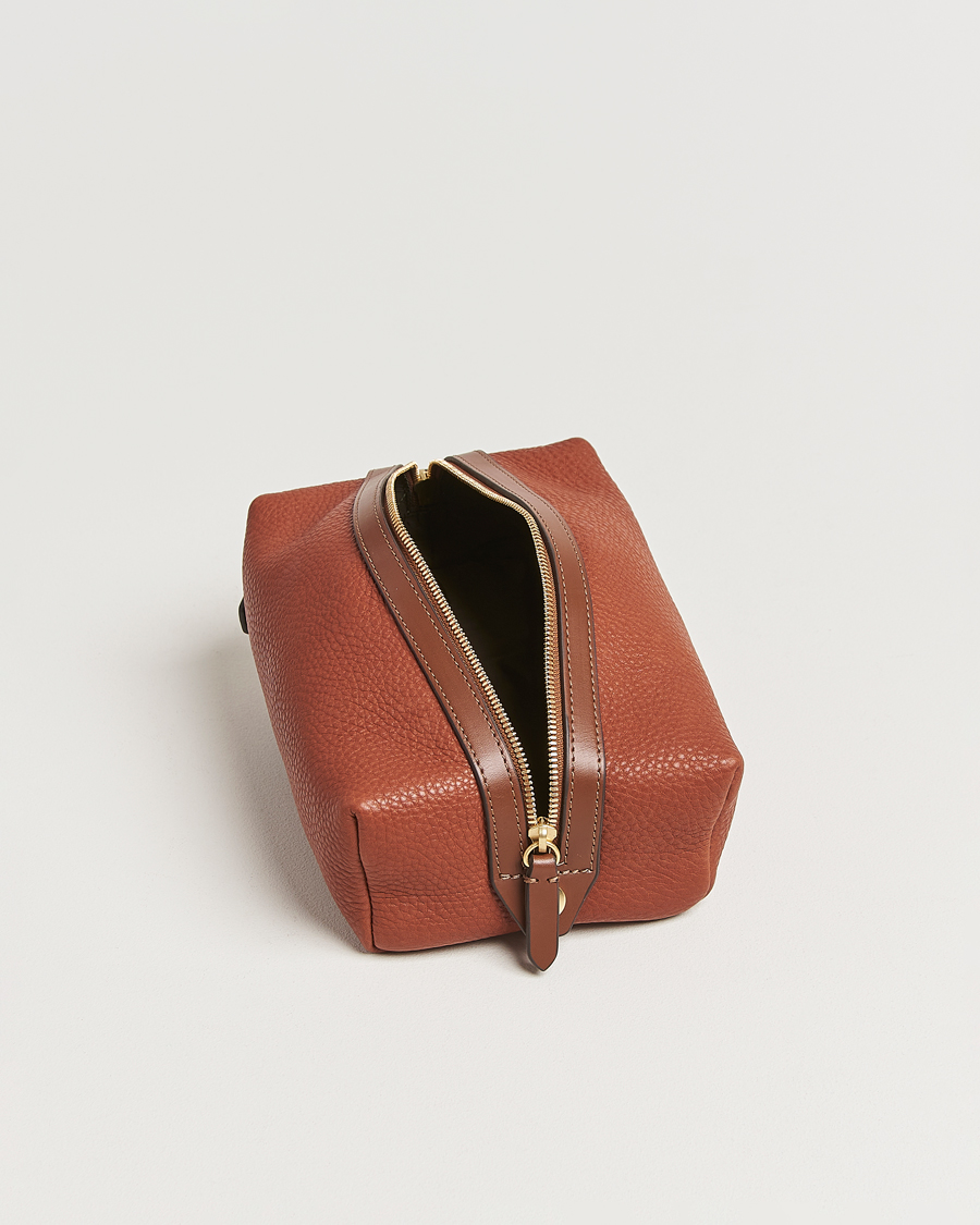 Uomini | Borse | Mismo | Groom Pebbled Leather Washbag Tabac/Cuoio